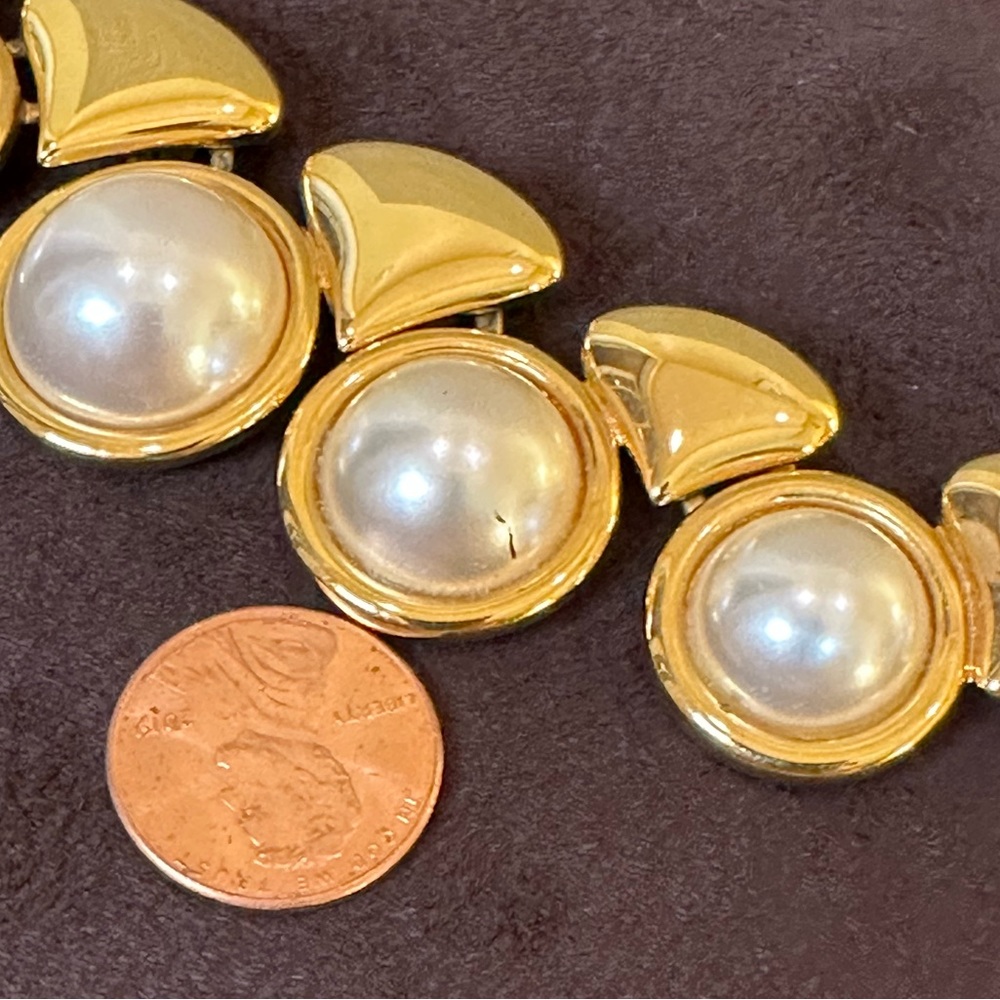 🌟14xHP🌟VTG 1980s-90s Napier Chunky Faux Pearl & Gold Tone Statement Necklace - Picture 13 of 13
